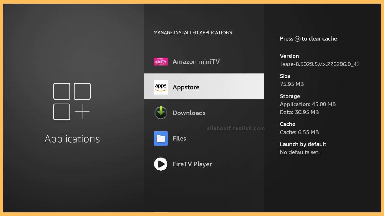 Manage Installed Applications Section