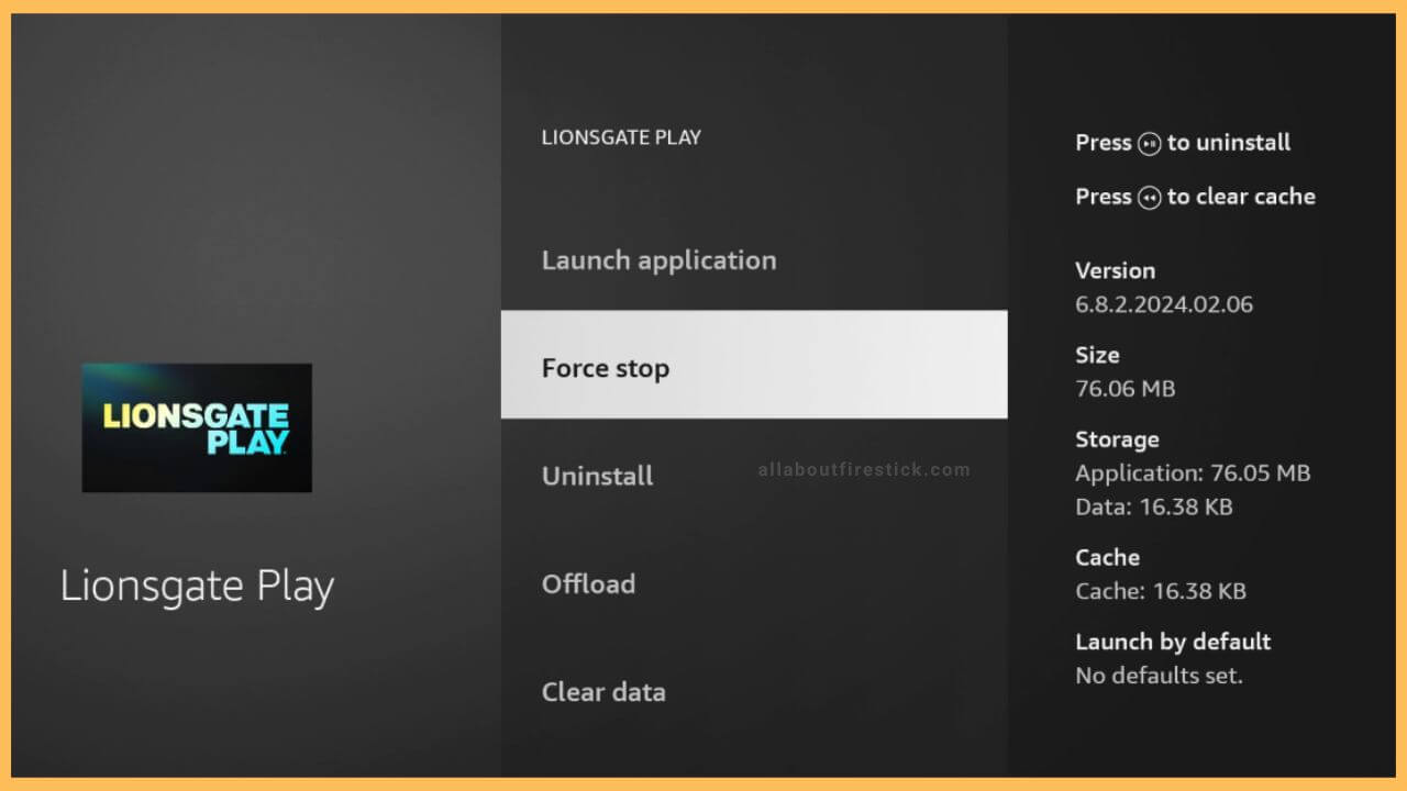Click Force Stop to Force Close Apps on Firestick