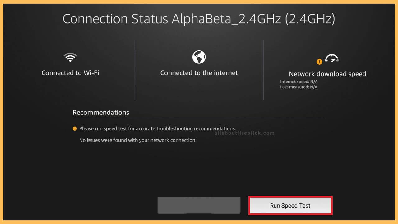 Click Run Speed Test
