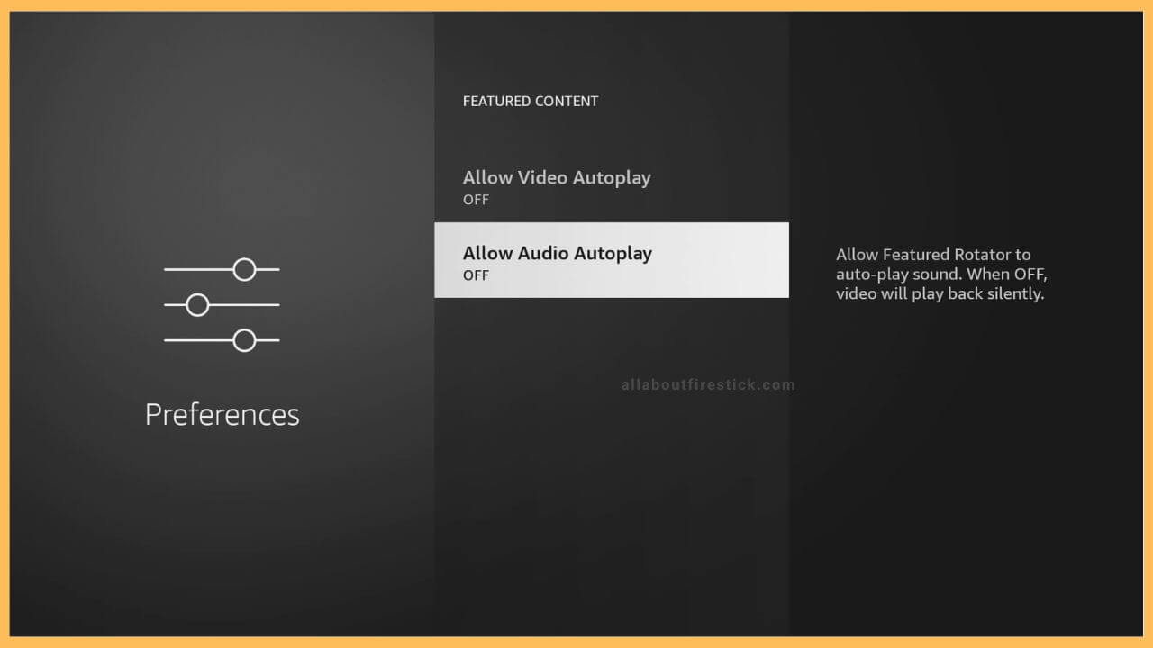 Disable Allow Audio Autoplay