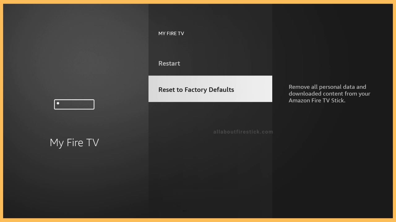 Select Reset to Facoty Defaults