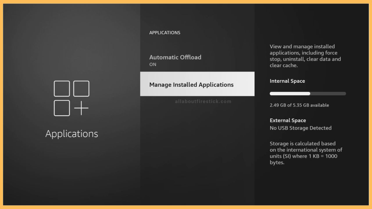 Select Manage Installed Applications