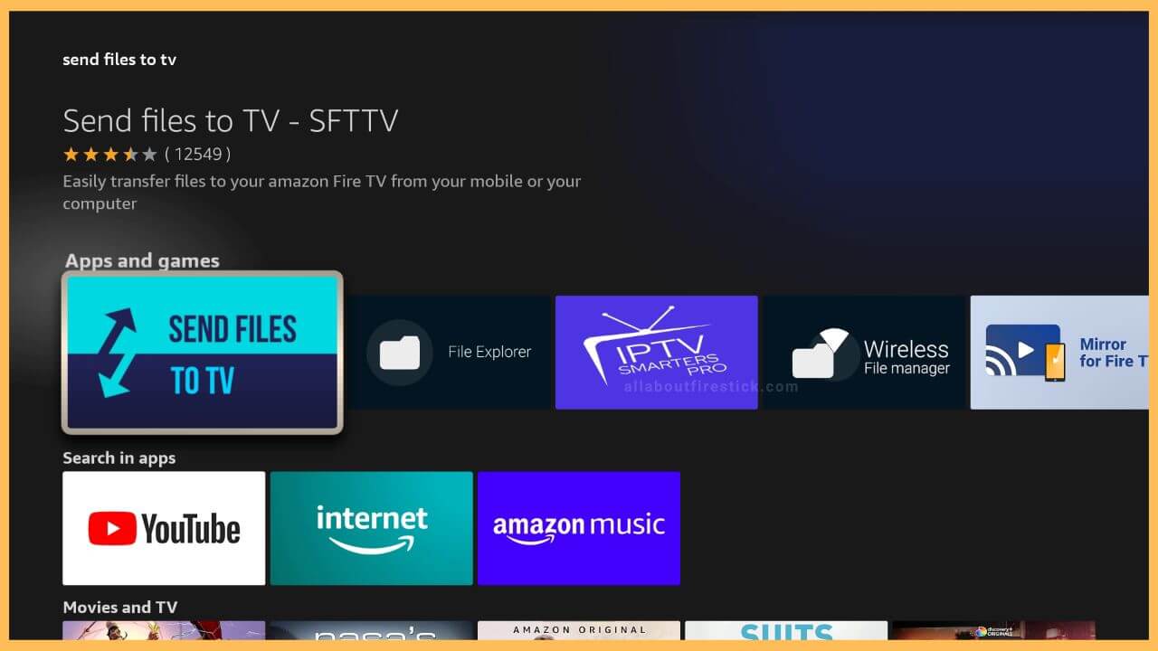 Select Send File to TV