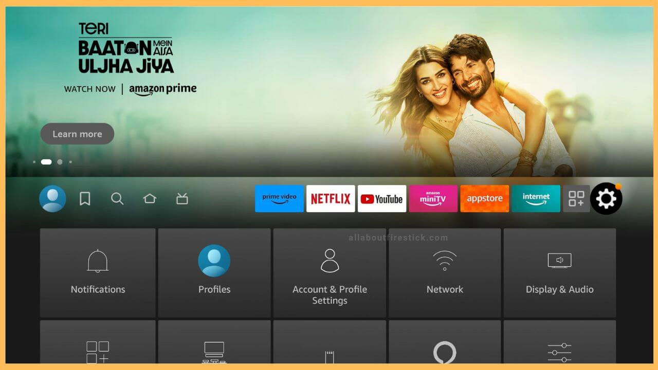 Select Settings on Firestick