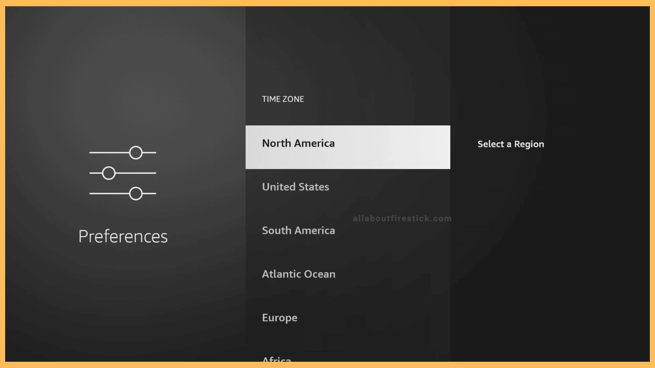 how to change time on firestick- Region