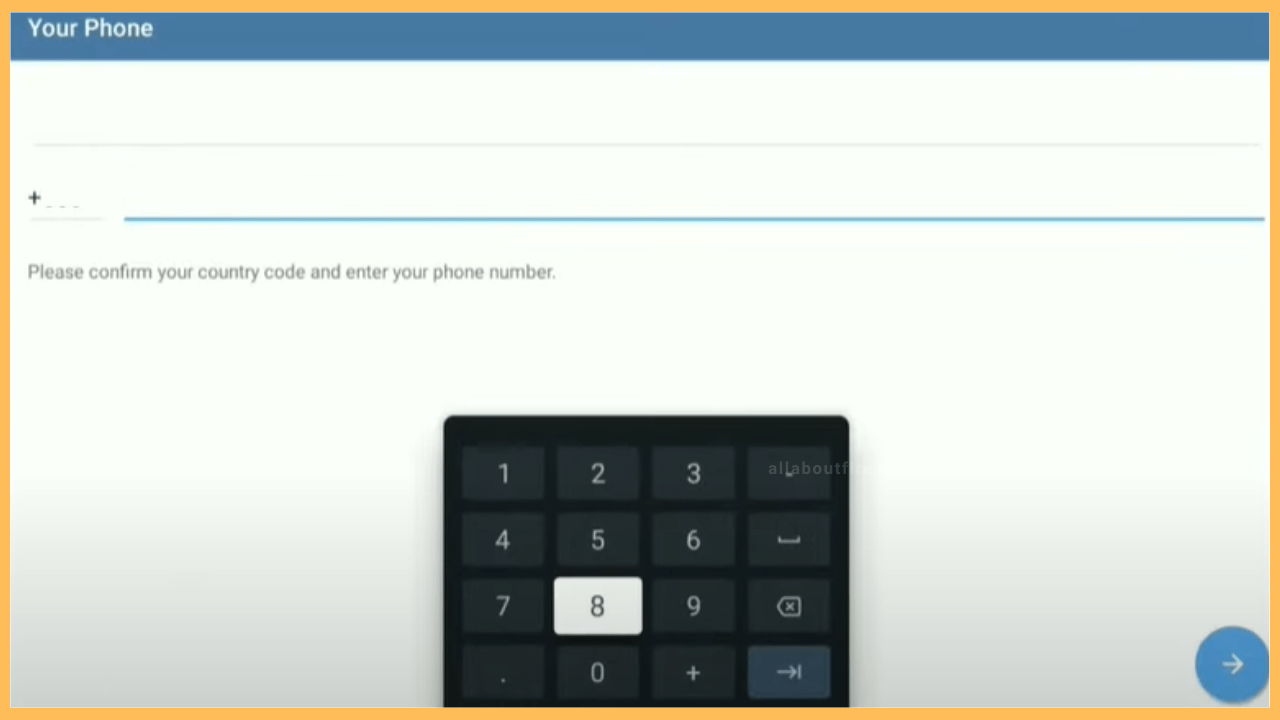 Enter Mobile Number to Access Telegram