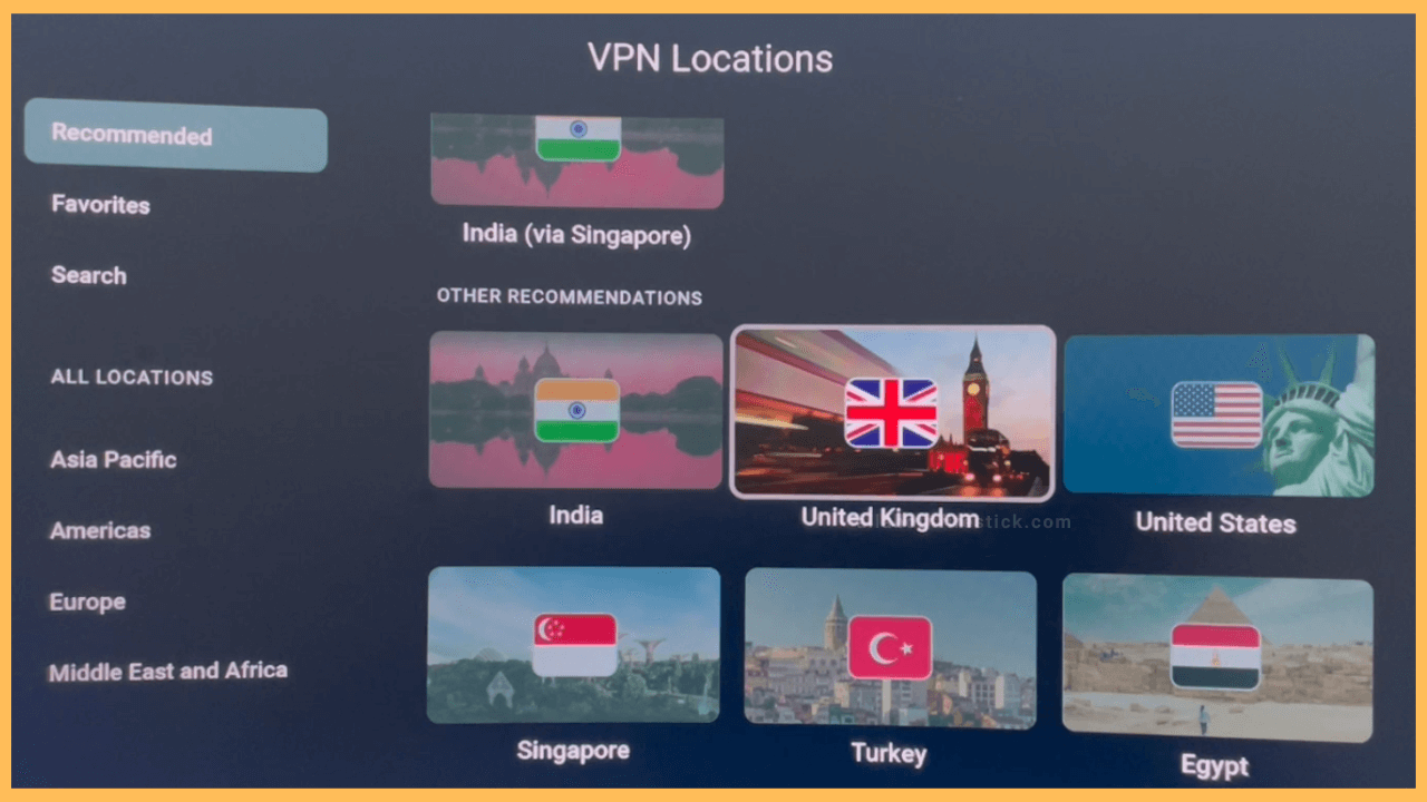 Choose the VPN Location