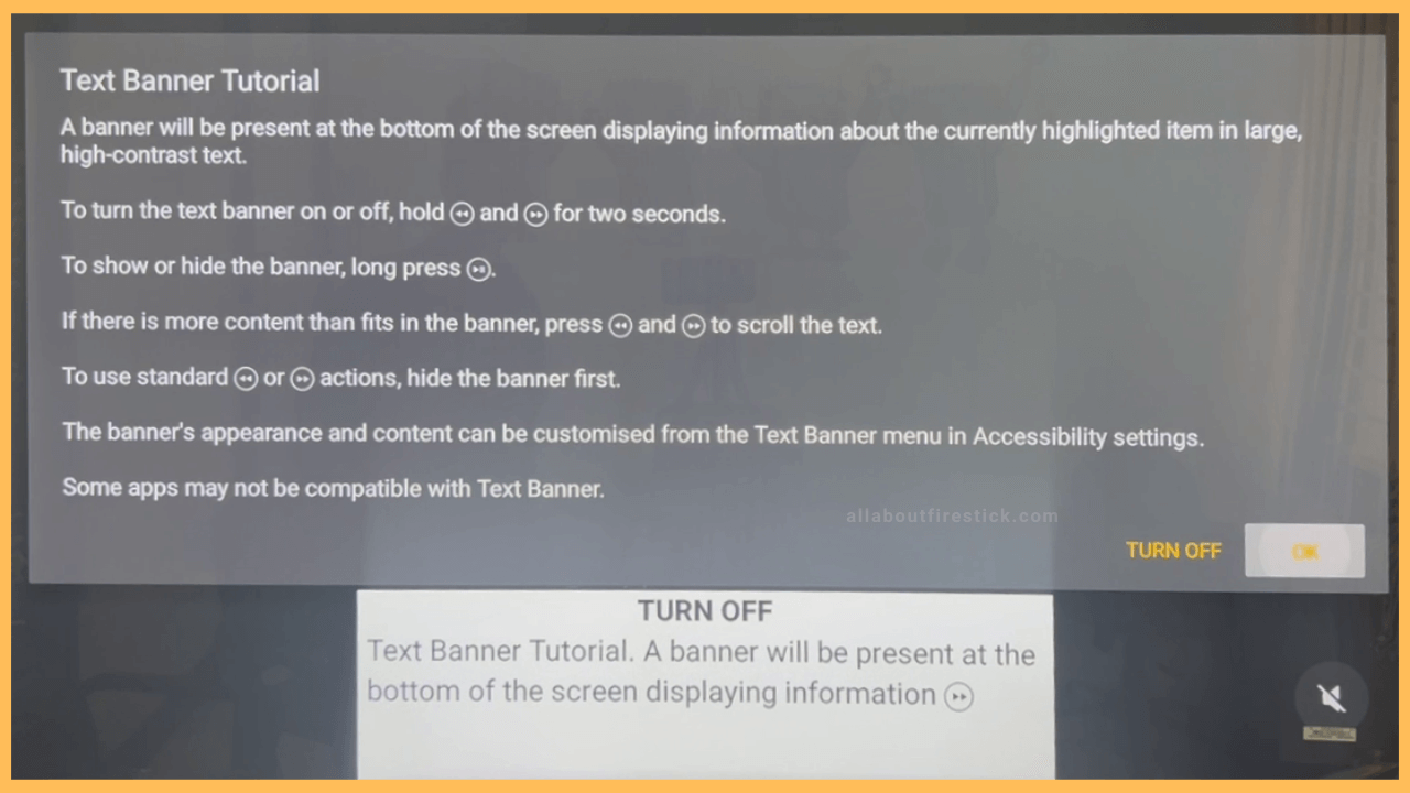 Firestick Text Banner- Hit OK