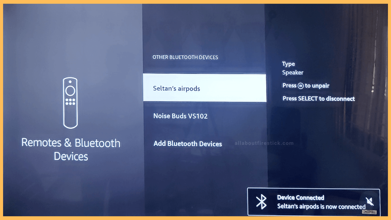 How to Connect AirPods to Firestick-Select the AirPods name