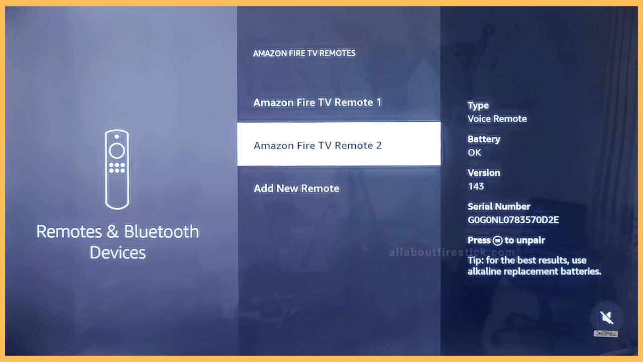 How to Unpair Firestick Remote-Choose the remote