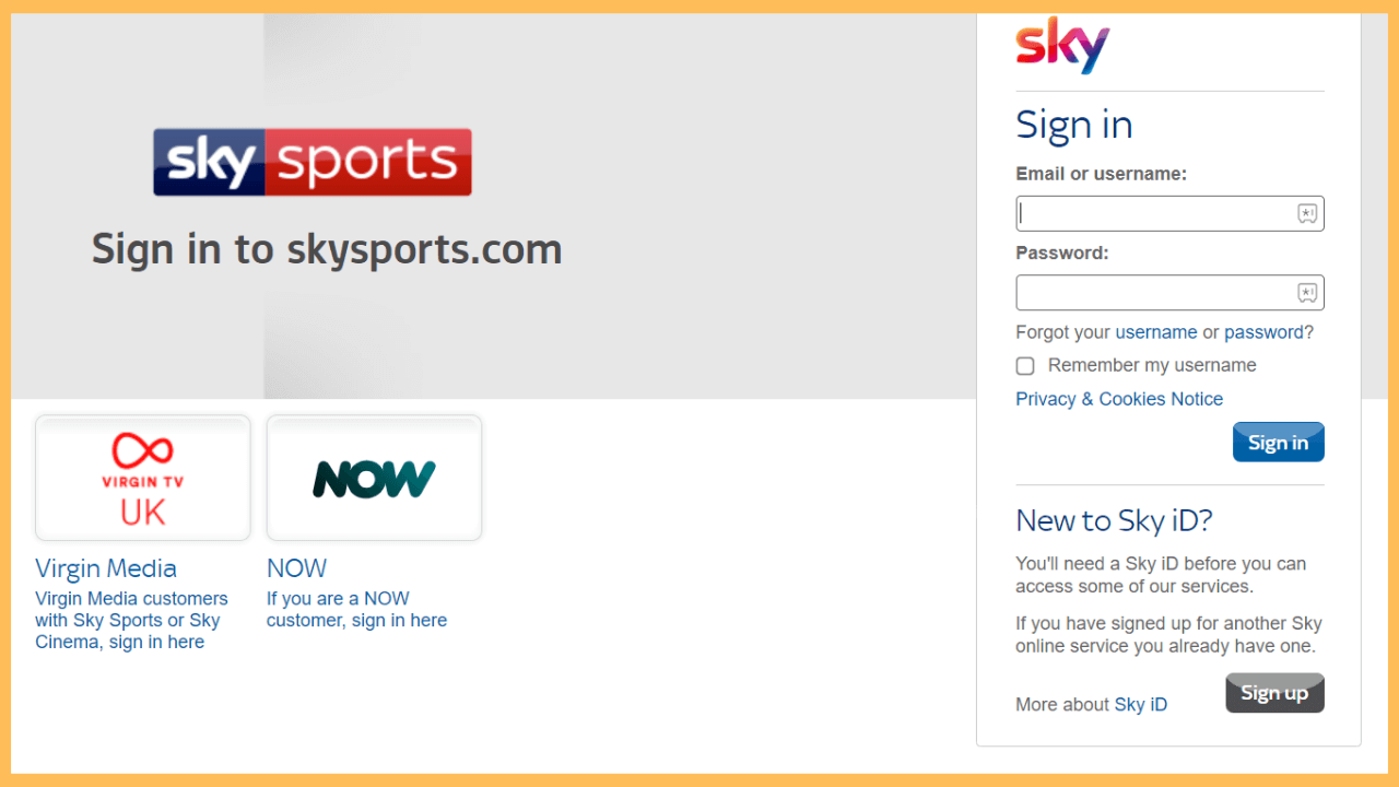 Log In to Sky Sports