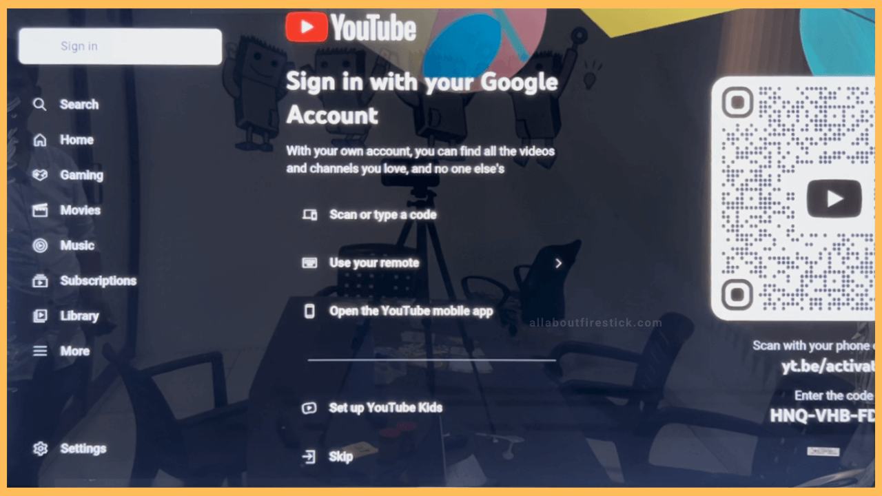 Select Scan or type a code option