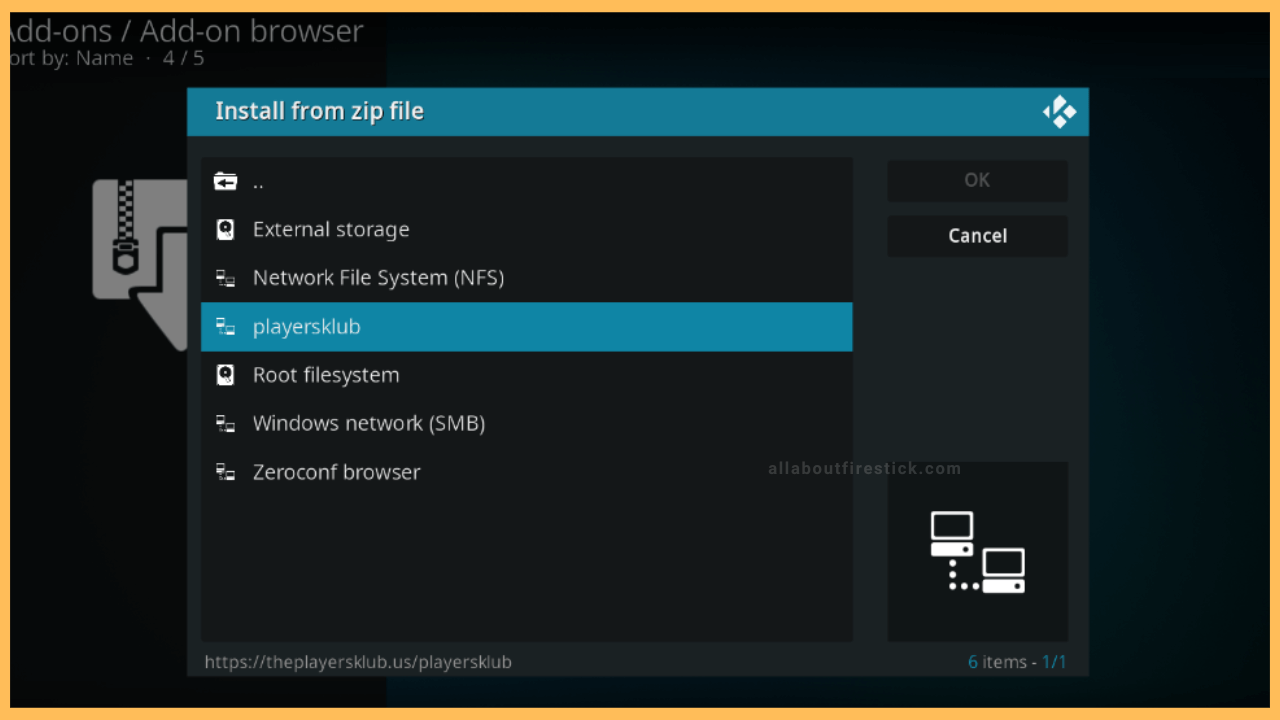 Select Players Klub on zip file tab