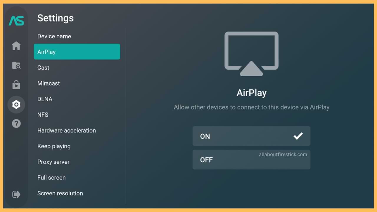 Go to Settings and turn on AirPlay