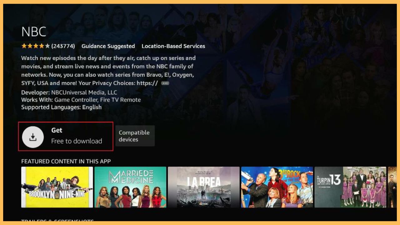 Click Get to Download NBC