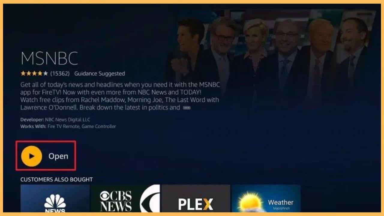 Click Open to Launch MSNBC