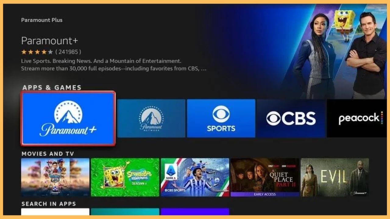 Select Paramount Plus on Firestick