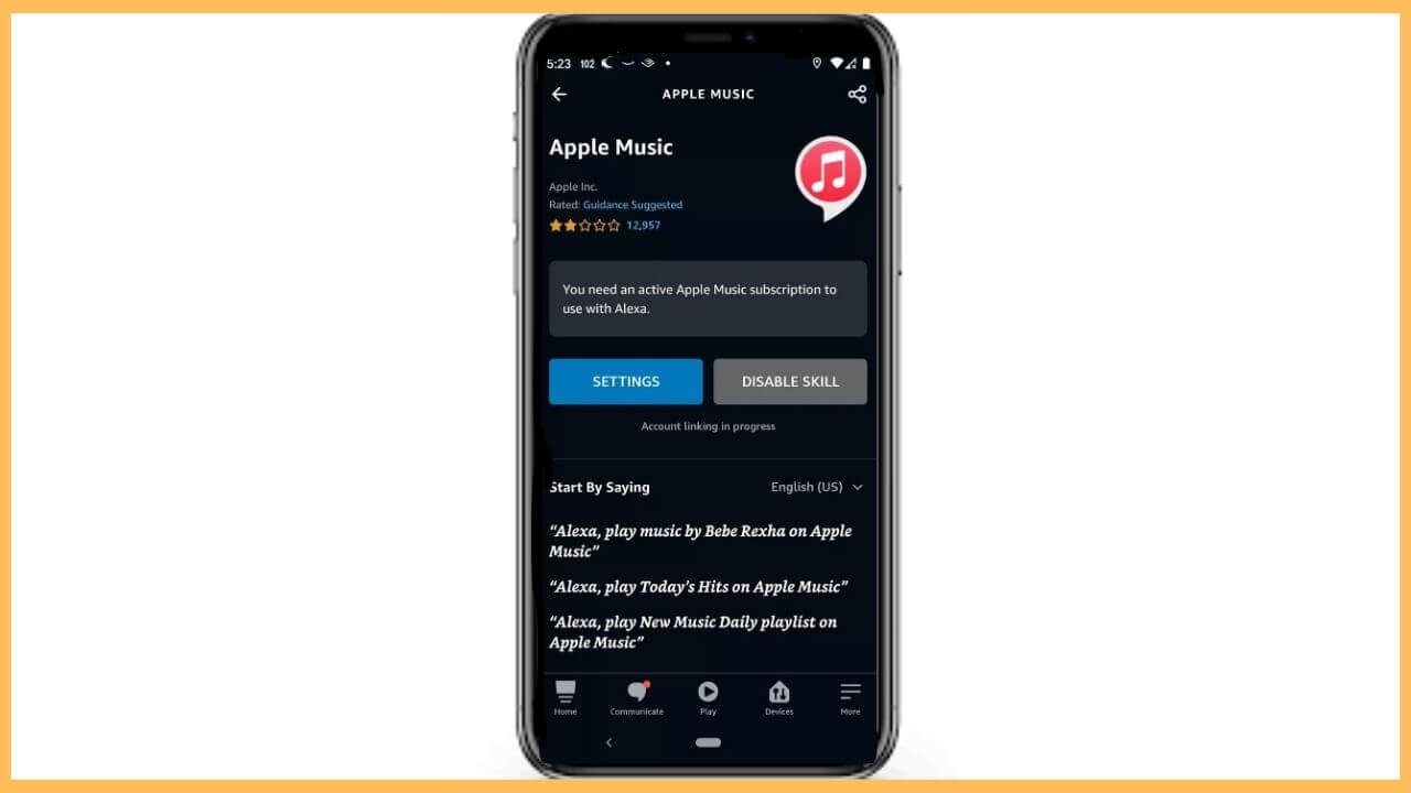 Settings on Amazon Alexa