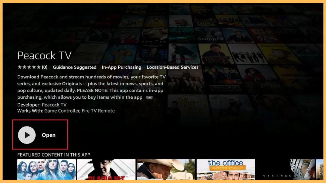 Tap Open to Launch Peacock TV