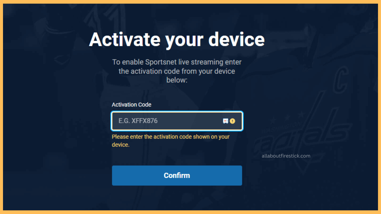 Enter the activation code and click on Confirm