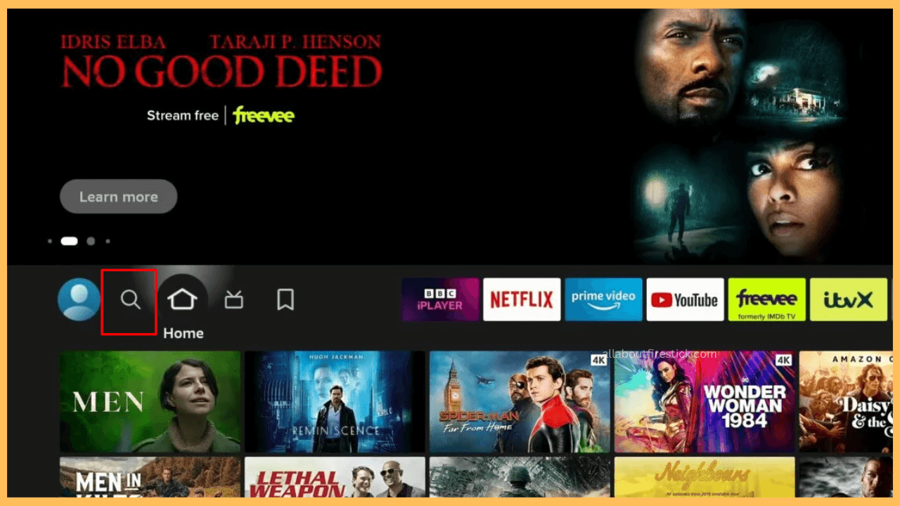 BET Plus on Firestick - Select the Find icon