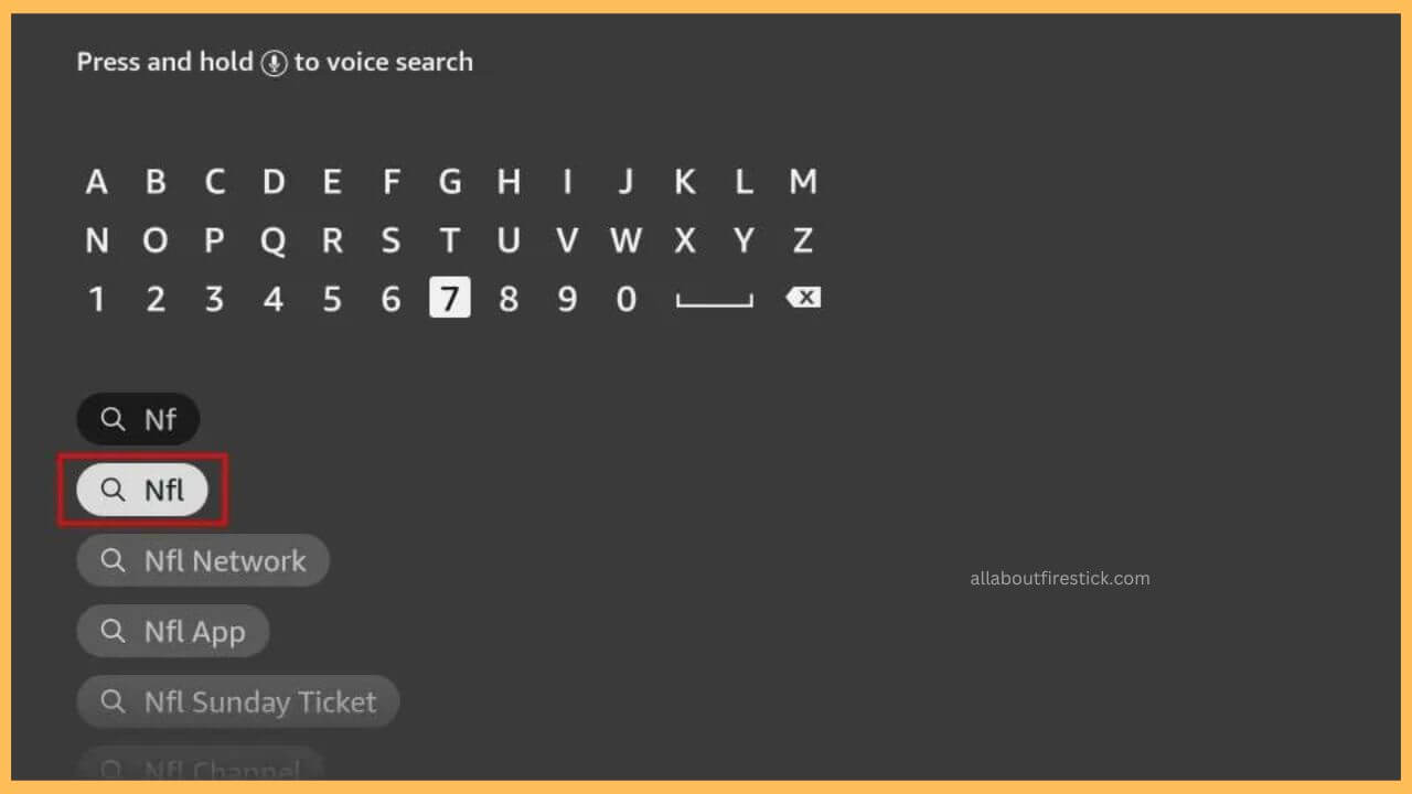 Choose NFL on Firestick
