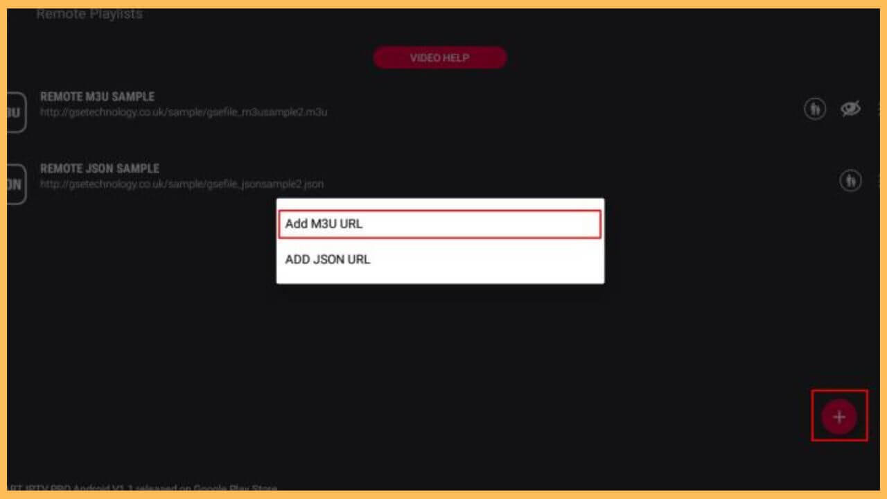 Click Add M3U URL on GSE IPTV