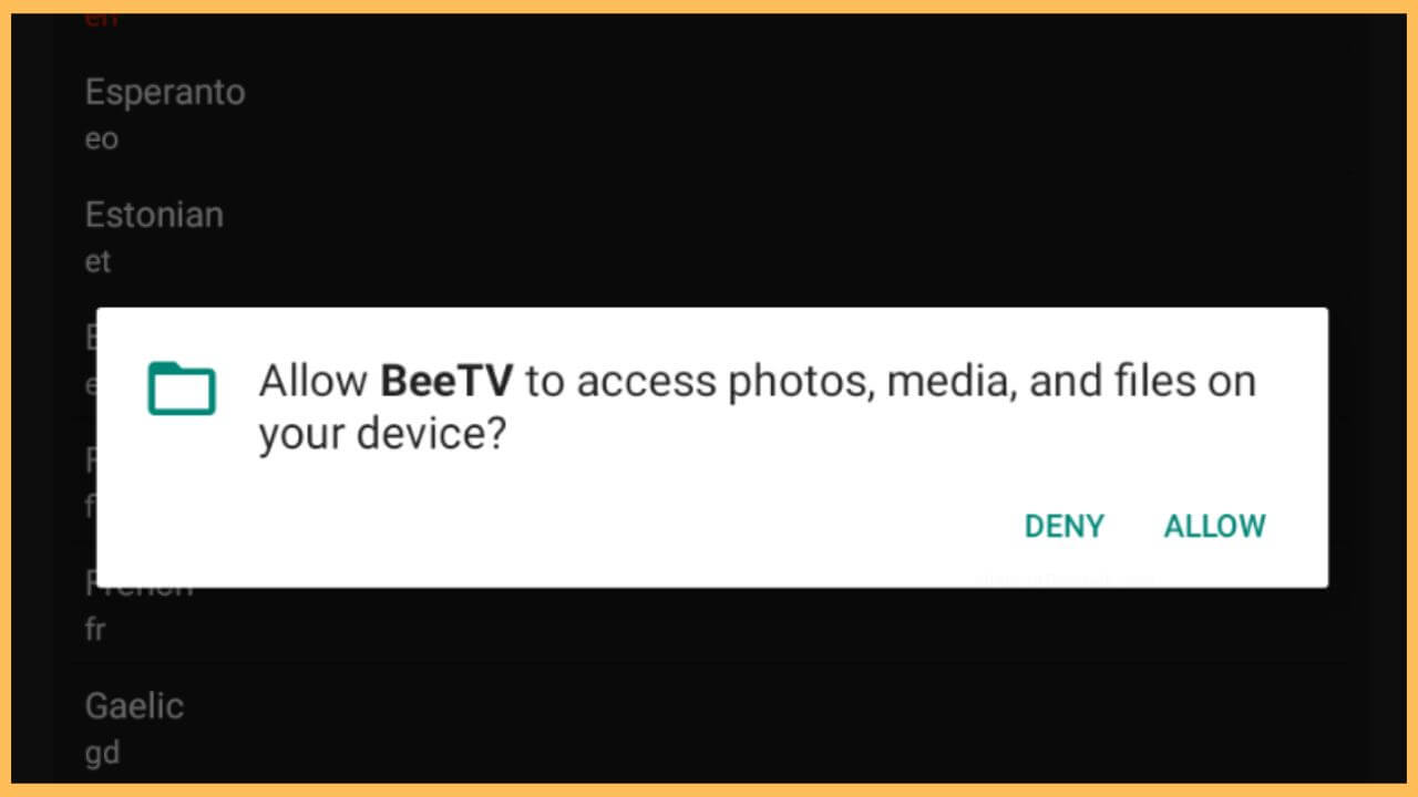 Click Allow to Access Storage