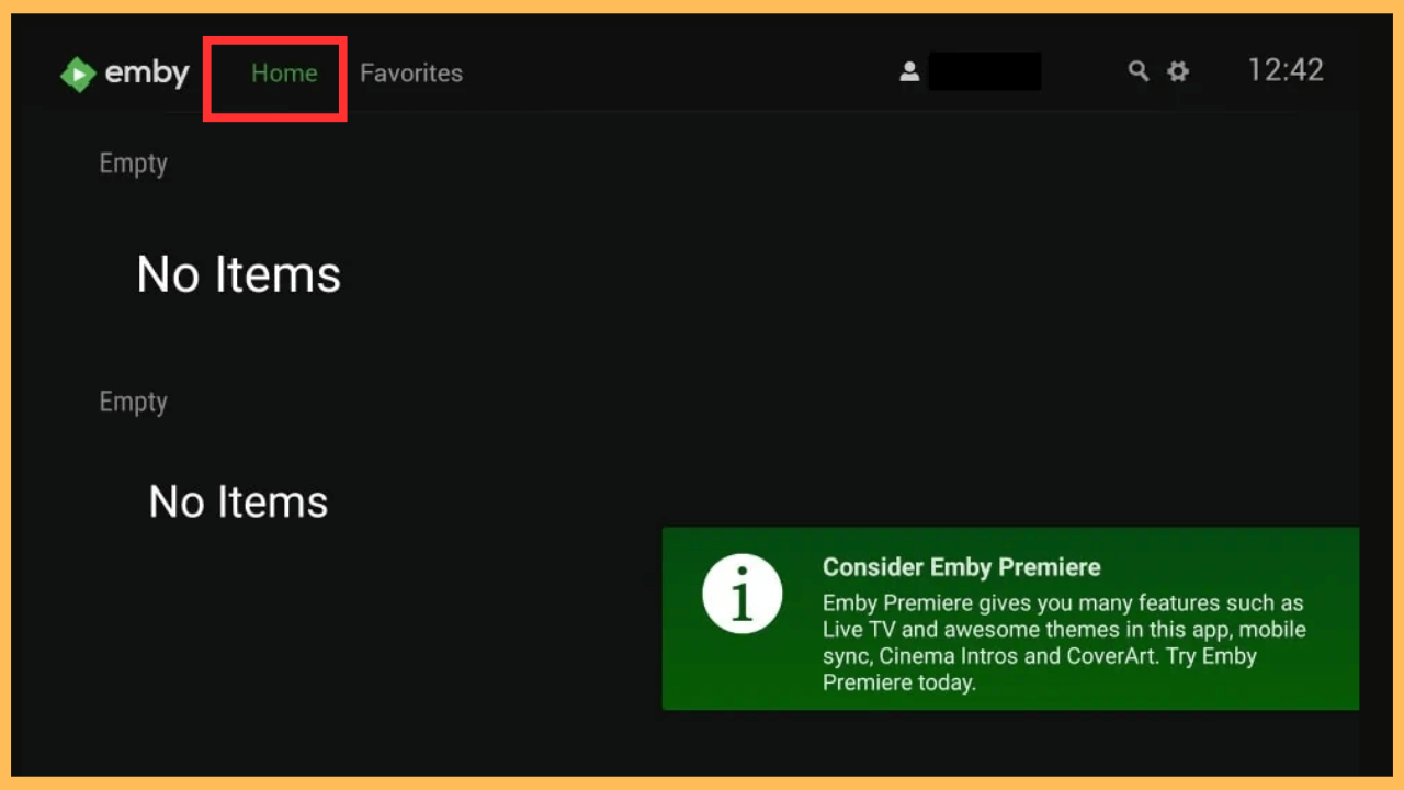 Emby on Firestick - Home page