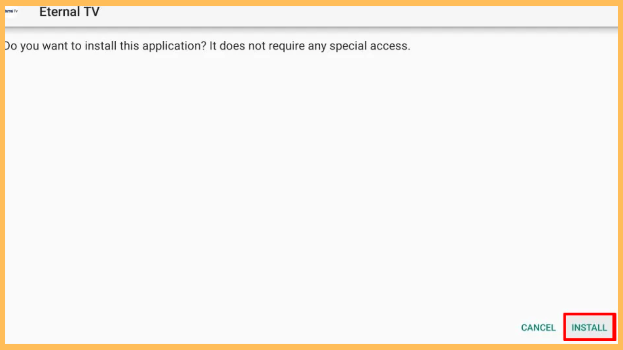 Eternal TV on Firestick - Select Install