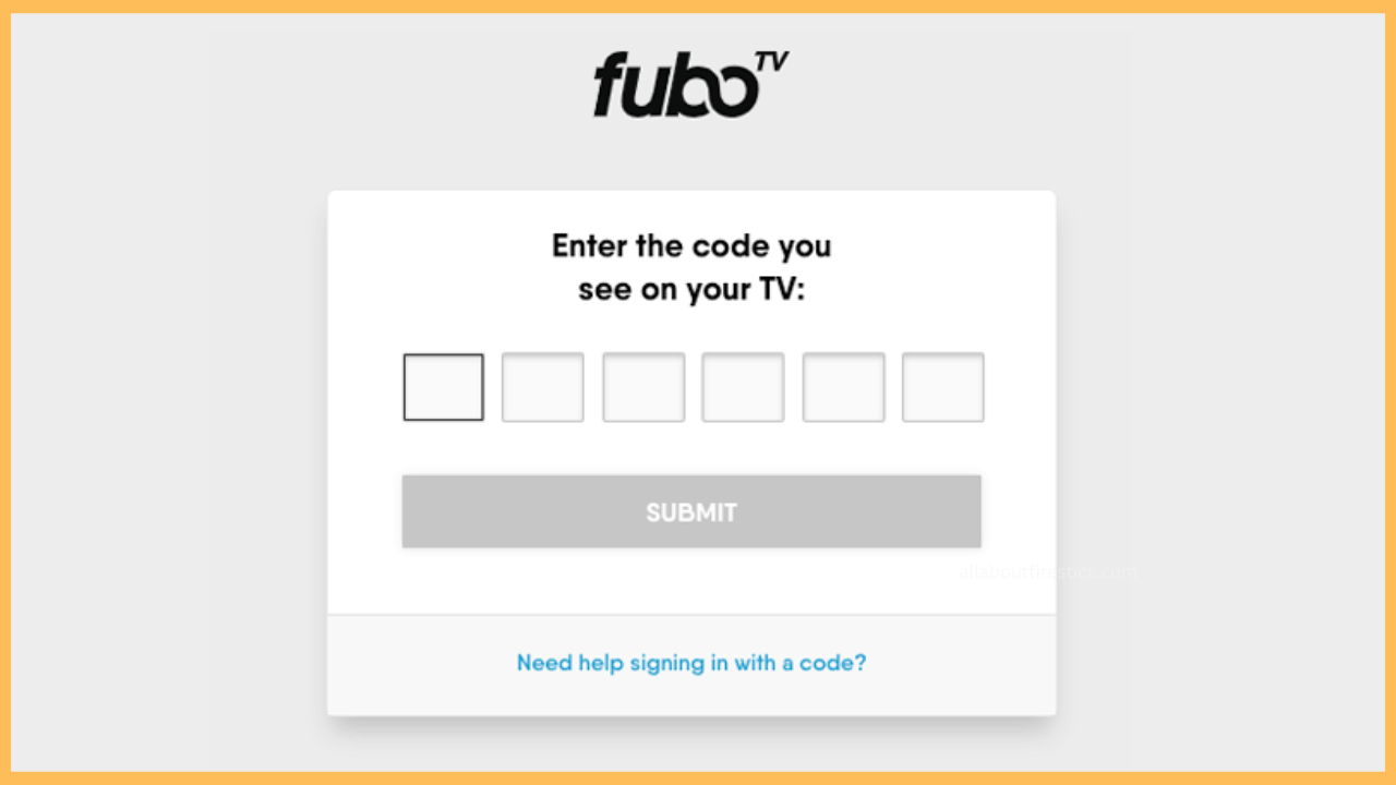 Fubo on Firestick - Select Submit