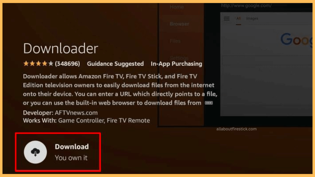 Google Photos on Firestick - Click on Download