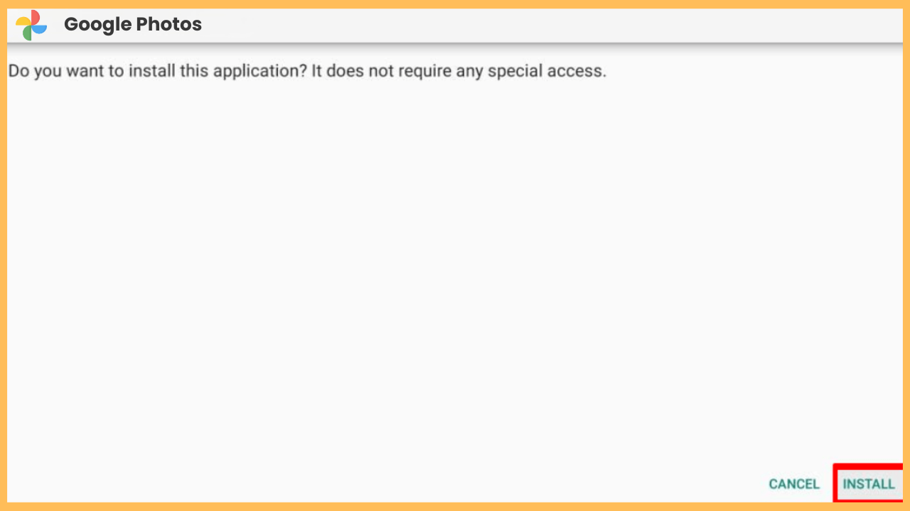 Google Photos on Firestick - Select Install