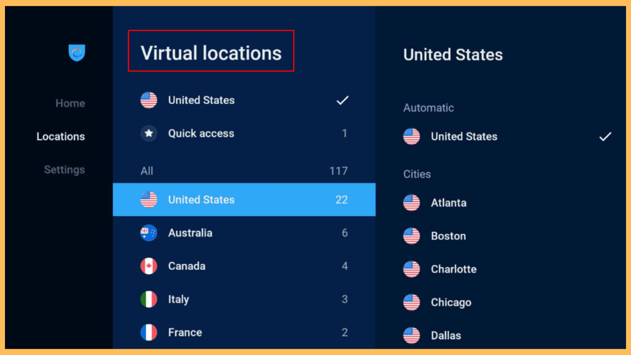 Hotspot Shield on Firestick - Choose your server