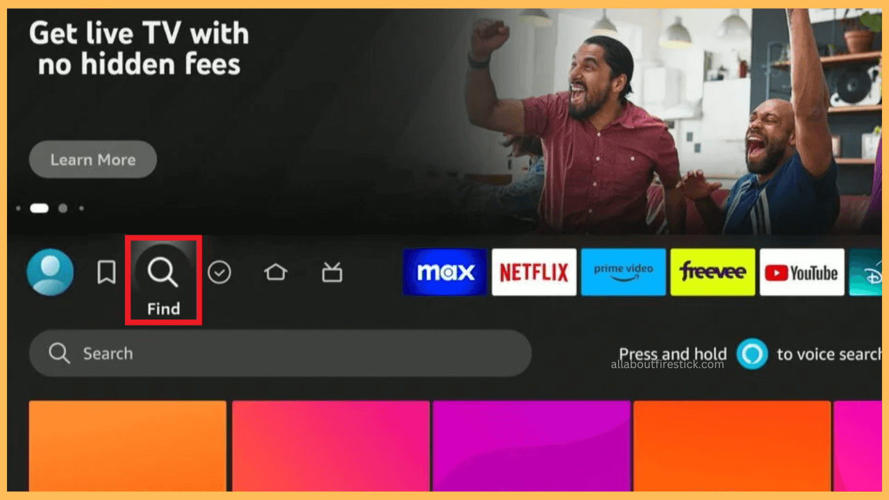 How to Sideload VIPLeague on Firestick - Select the Find icon