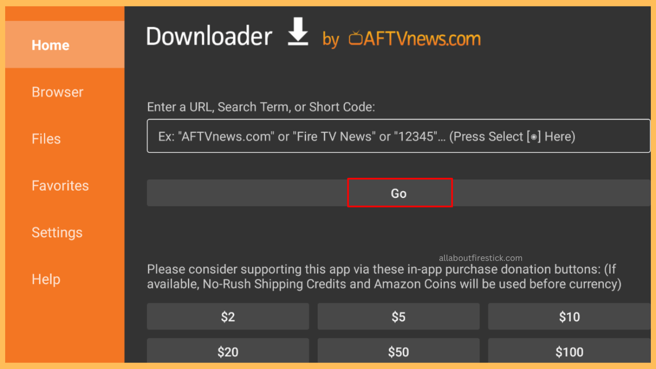 Select the Go button