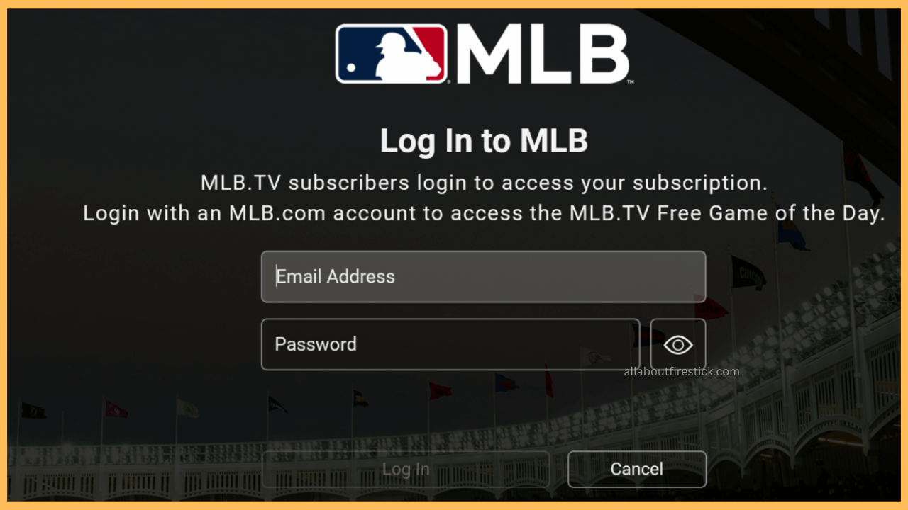 MLB on Firestick - Login to your account