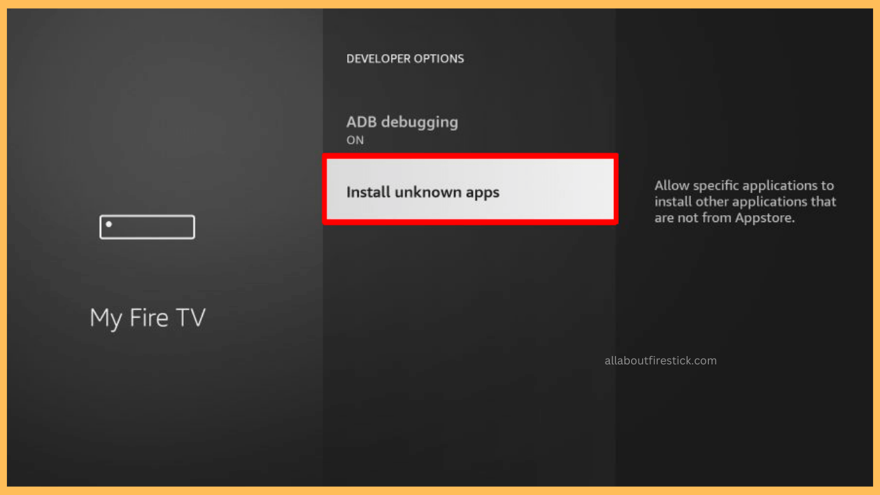 MediaBox HD on Firestick - Select Install Unknown Apps