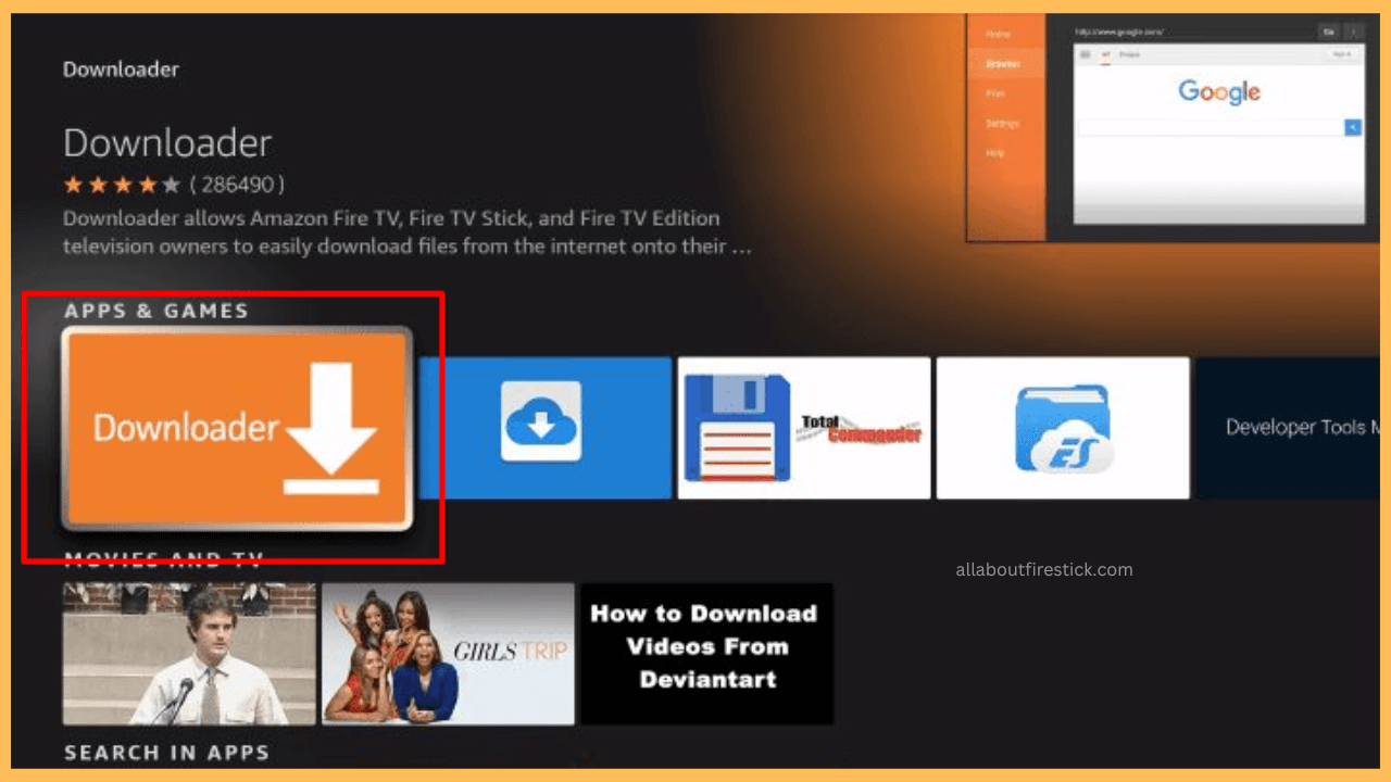 Choose the Downloader app