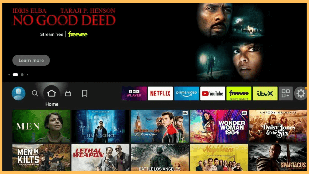 Movie HD on Firestick - Home screen