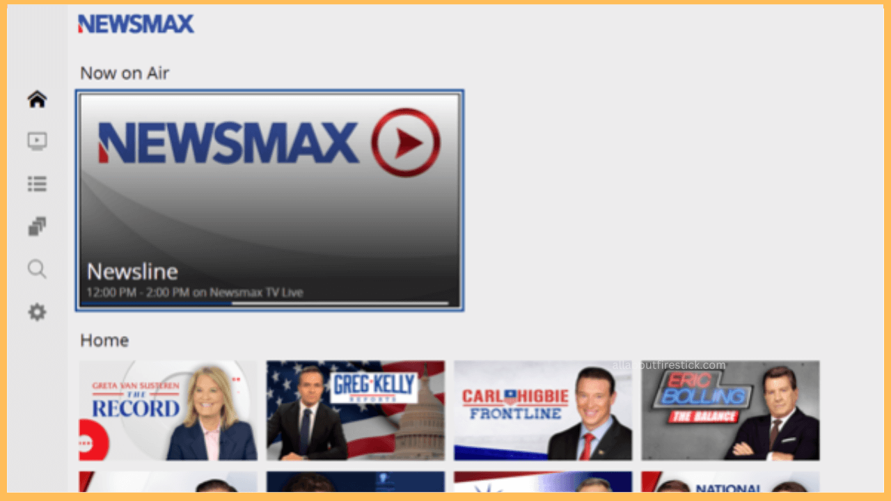 Newsmax on Firestick - Home page