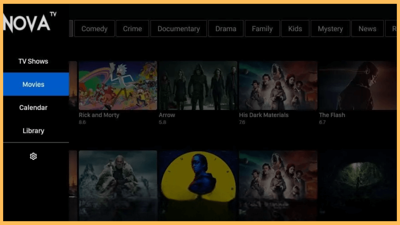 Nova TV on Firestick - Home page