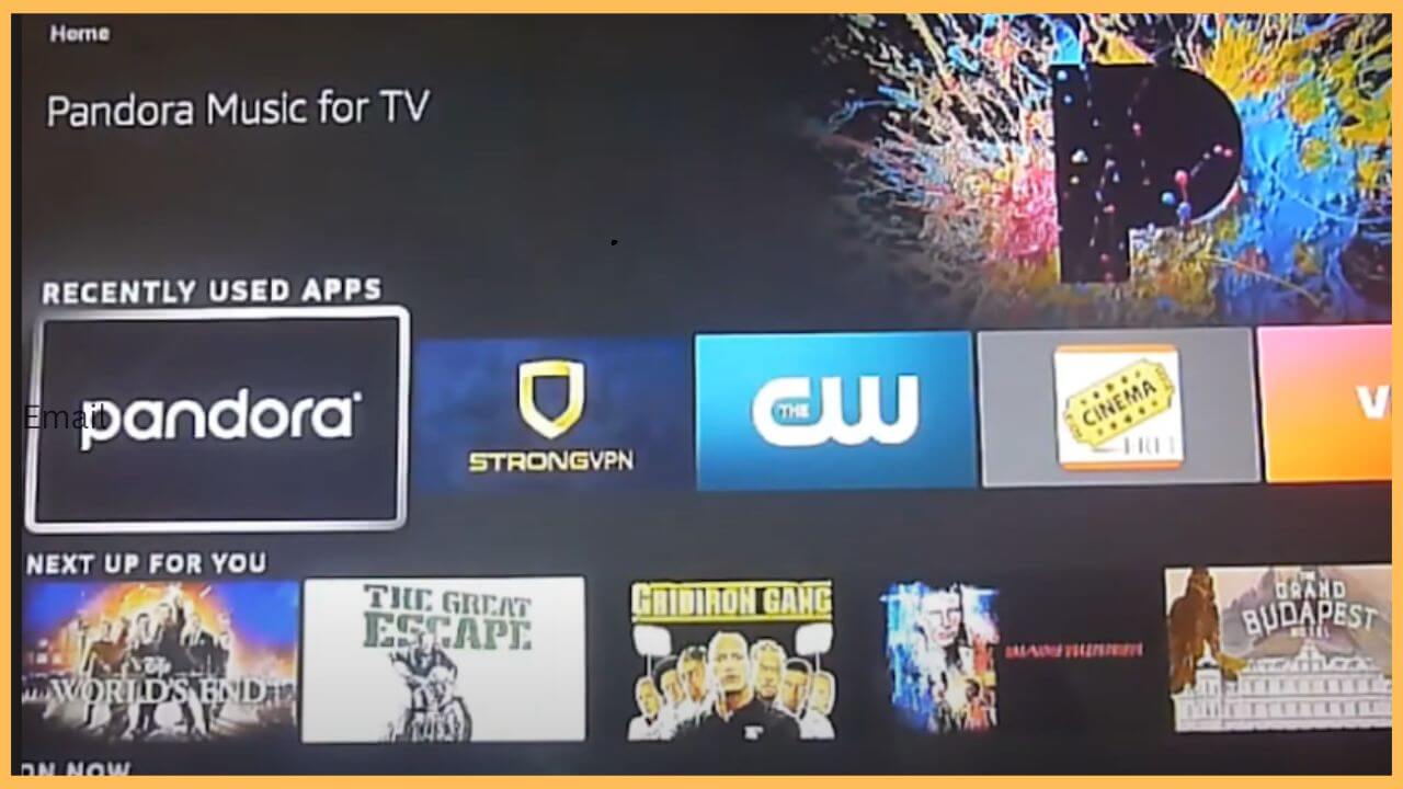 Pandora on Firestick Home Page