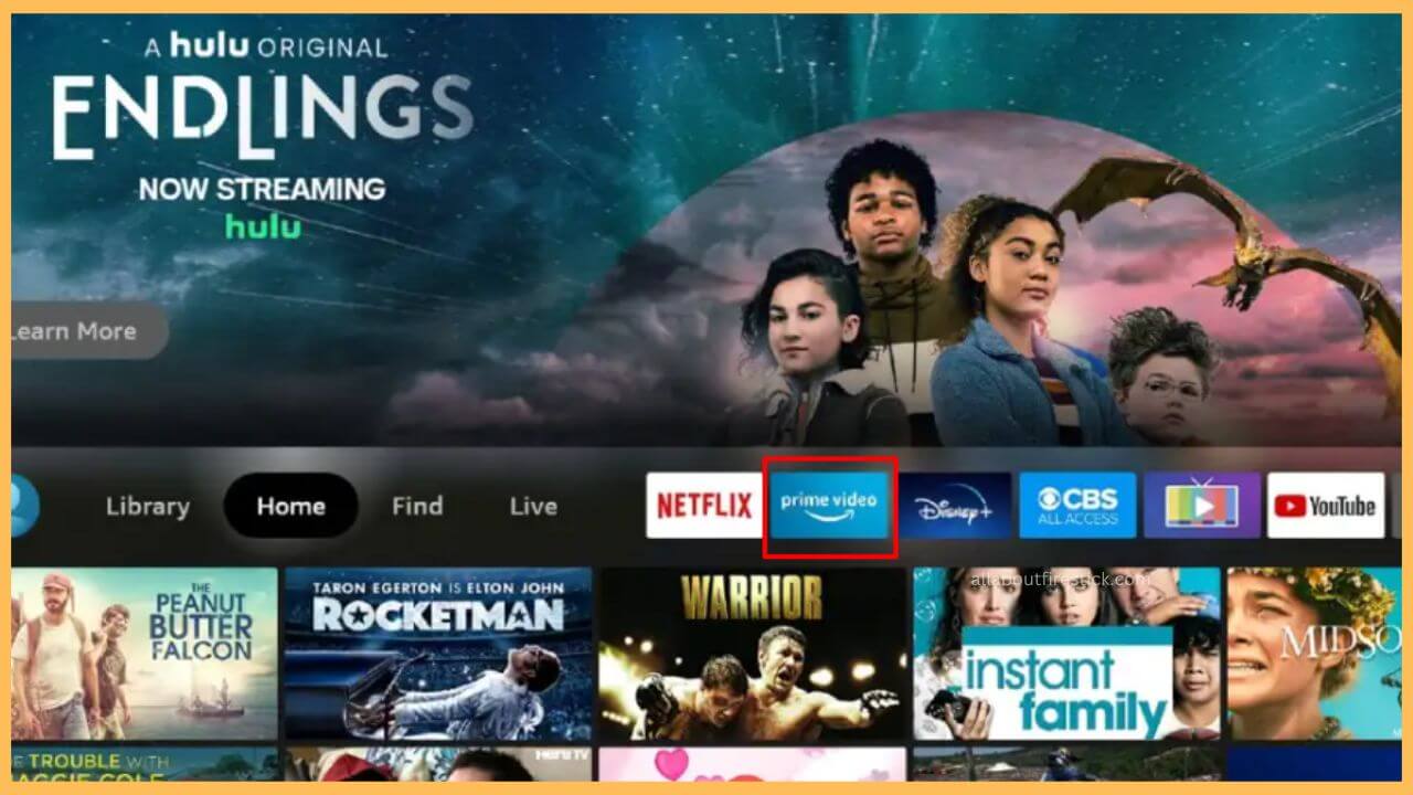 Prime Video on Firstick Home Page