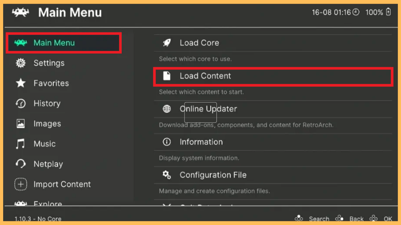 RetroArch on Firestick - Choose Load Content