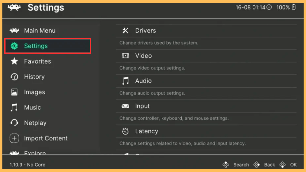RetroArch on Firestick - Go to Settings