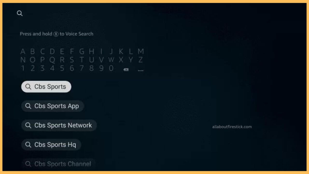 Select CBS Sports on Firestick