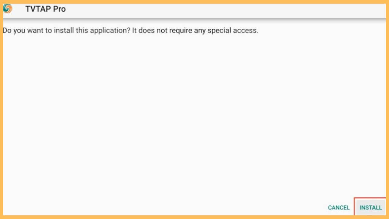 Select Install to Download TVTap