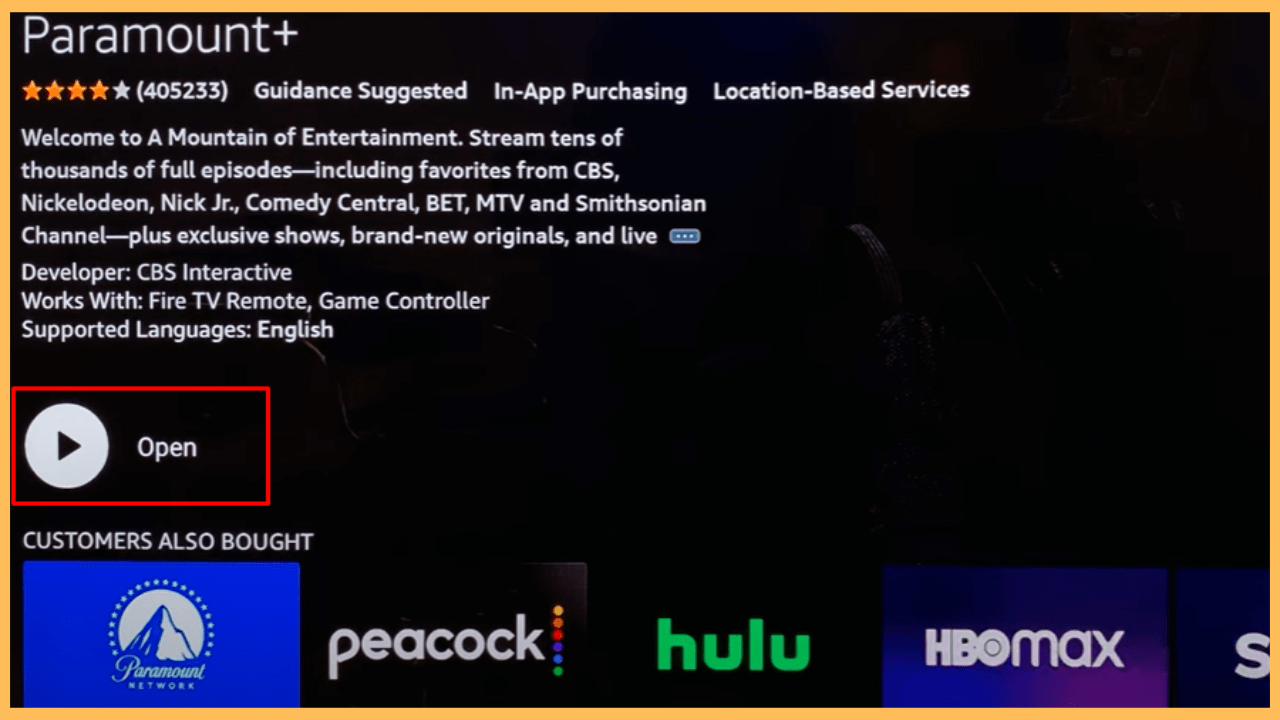 Showtime on Firestick - Select Open