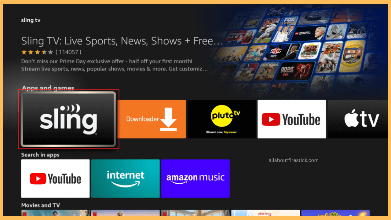Select the Sling TV app on Firestick